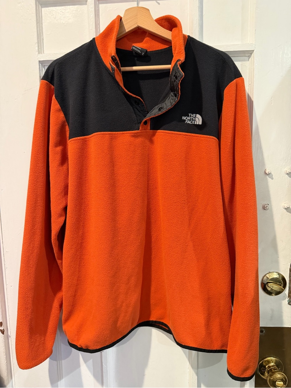 The North Face Men’s Orange and Black Zip-Neck Fleece